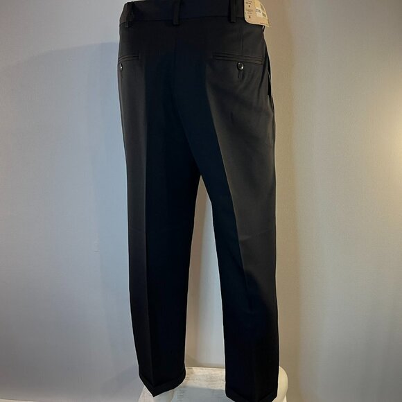 Haggar Original Slacks Mens Two Tone Herringbone Black Pleated Pants - 36/29 NWT - Picture 4 of 5